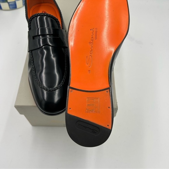 Men’s Santoni leather penny loafers size 9 made in Italy cobbler soles - Picture 9 of 10